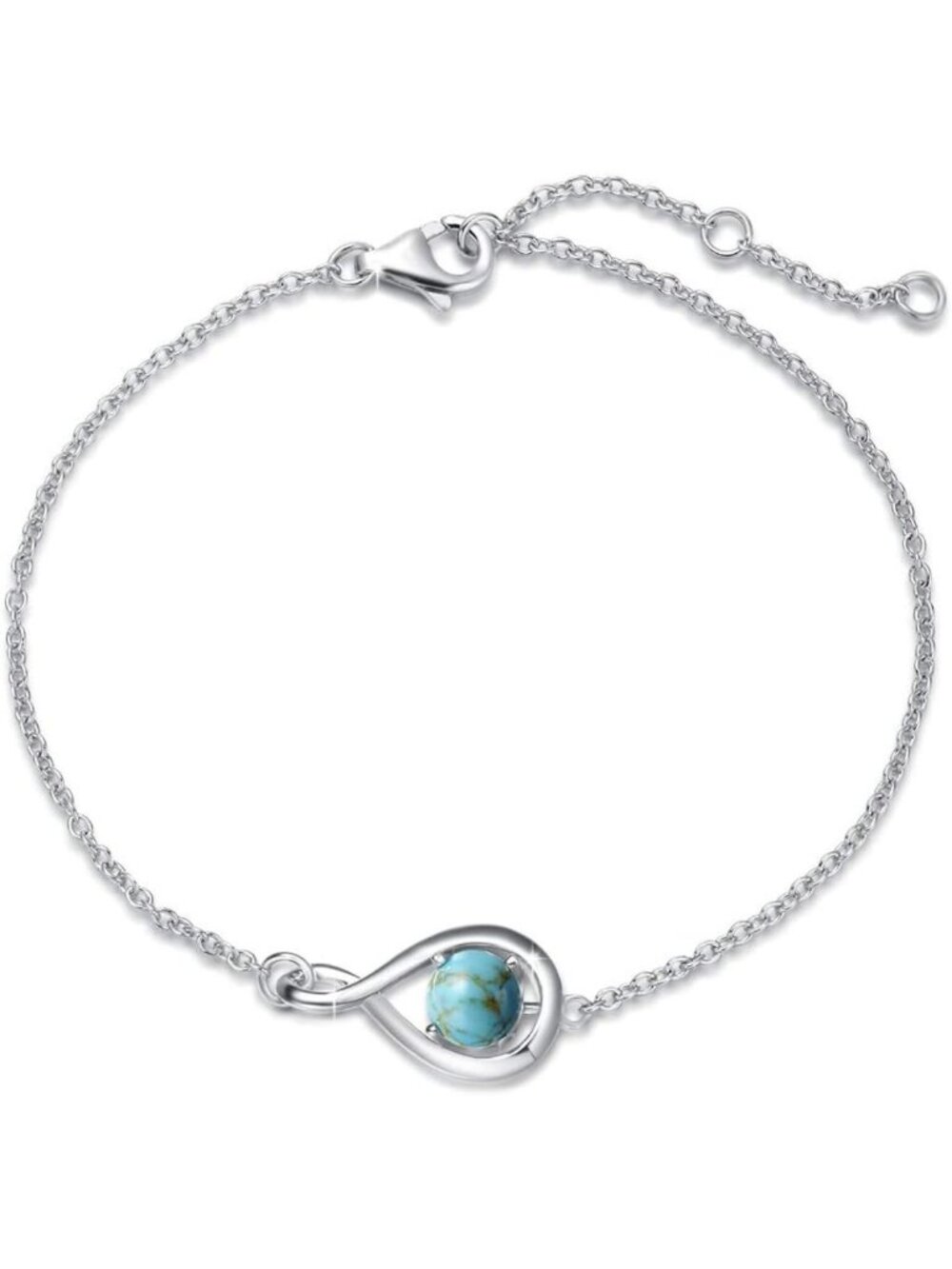 Sterling Silver Infinity Birthstone Bracelet for Women - Elegant Gift Idea